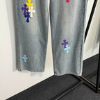 Relaxed Fit Embroidered Denim Jeans