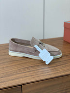 Beige Suede Loafers