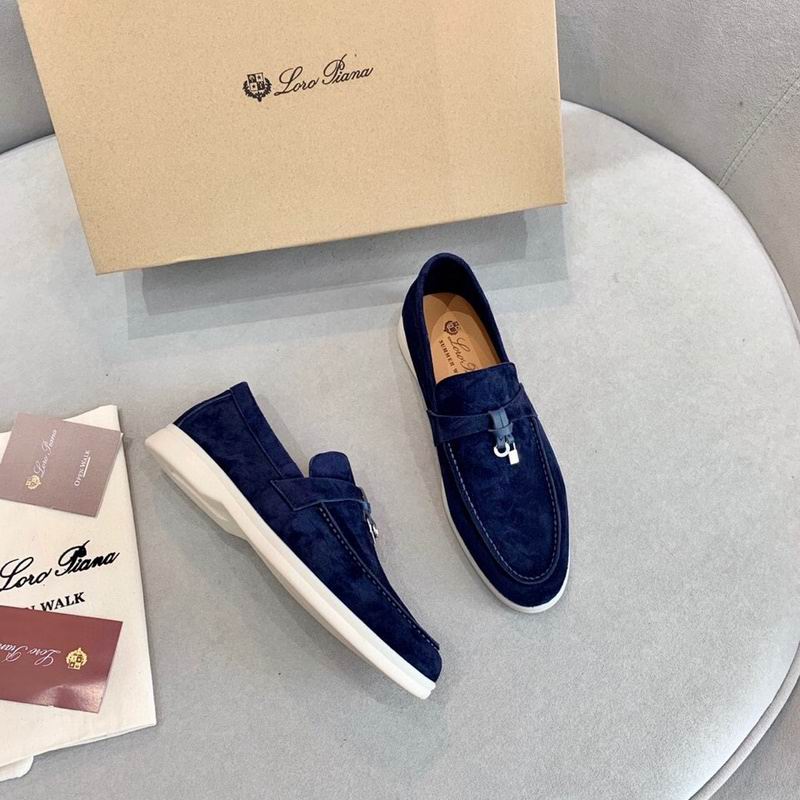 Dark Blue Suede Penny Loafers