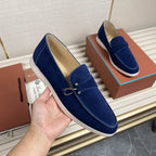 Classic Dark Blue Suede Loafers