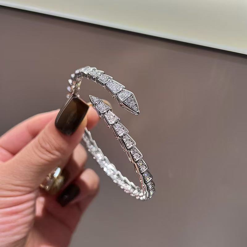 Gold Serpent Open Bangle Bracelet