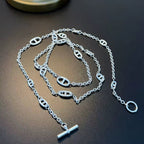 Layered Silver Chain Choker Necklace