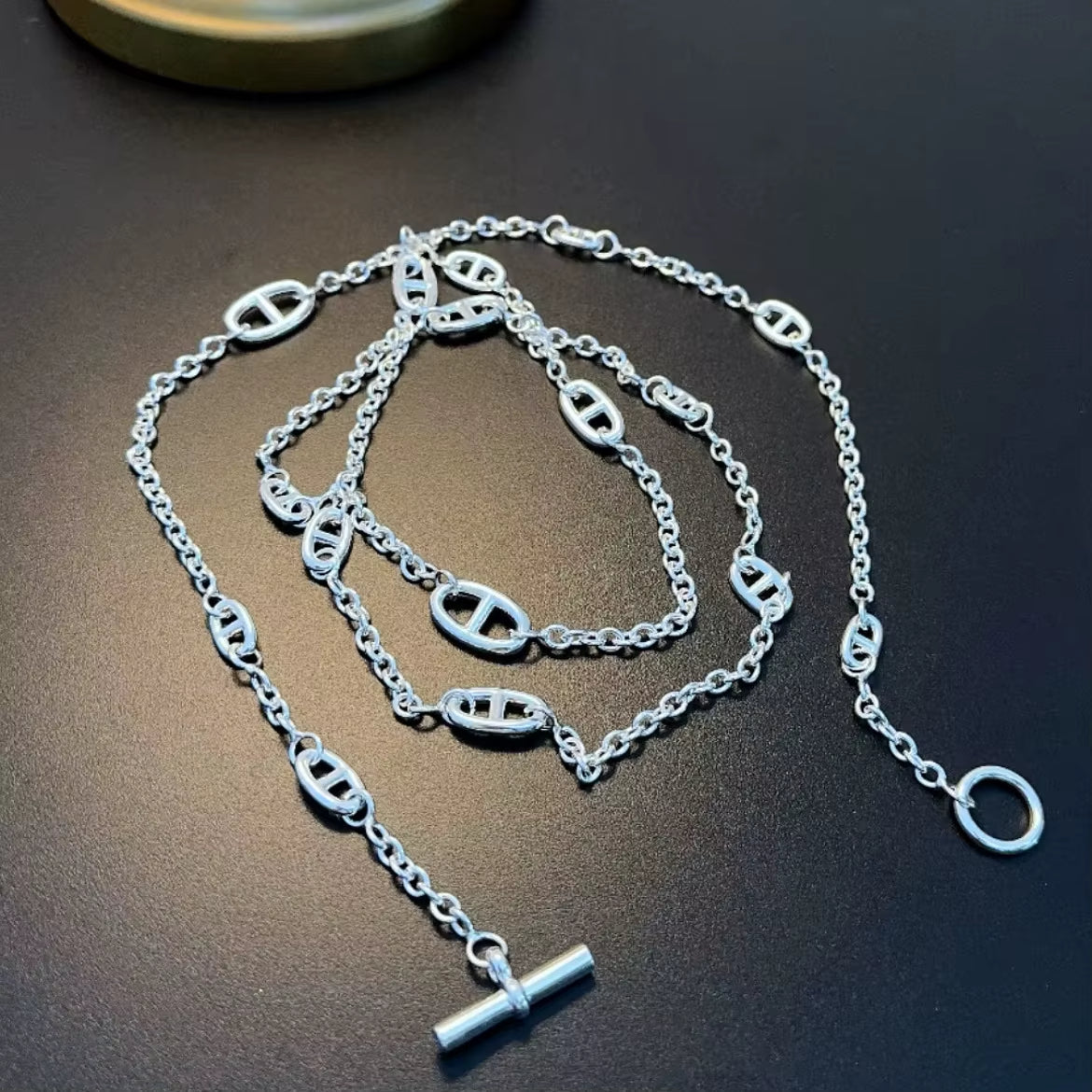 Layered Silver Chain Choker Necklace
