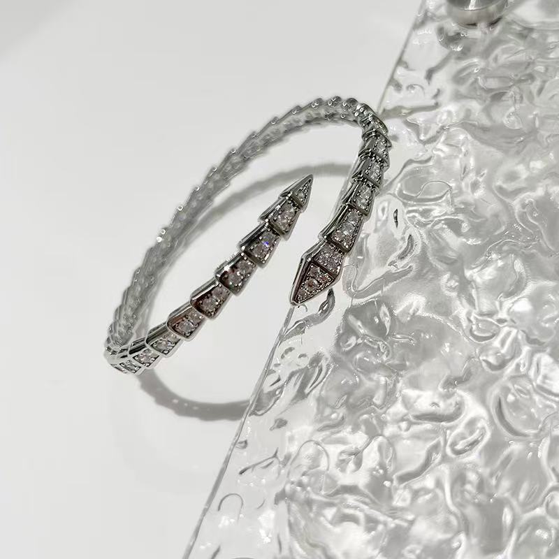 Gold Serpent Open Bangle Bracelet