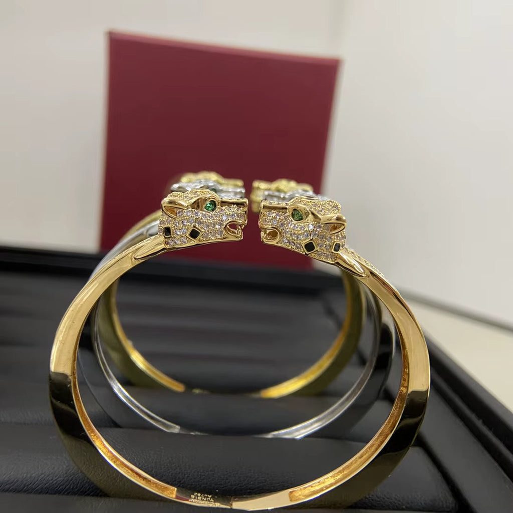 Panther Crystal Open Bangle