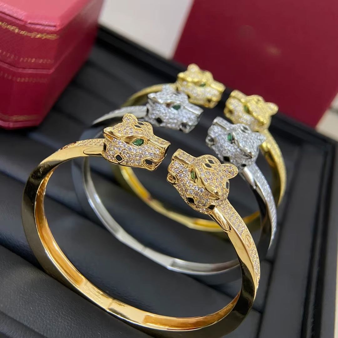 Panther Crystal Open Bangle