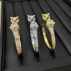 Panther Crystal Open Bangle
