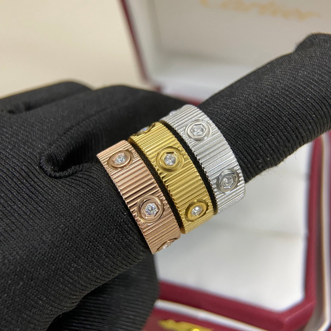 SS 25 Textured Crystal Band Ring