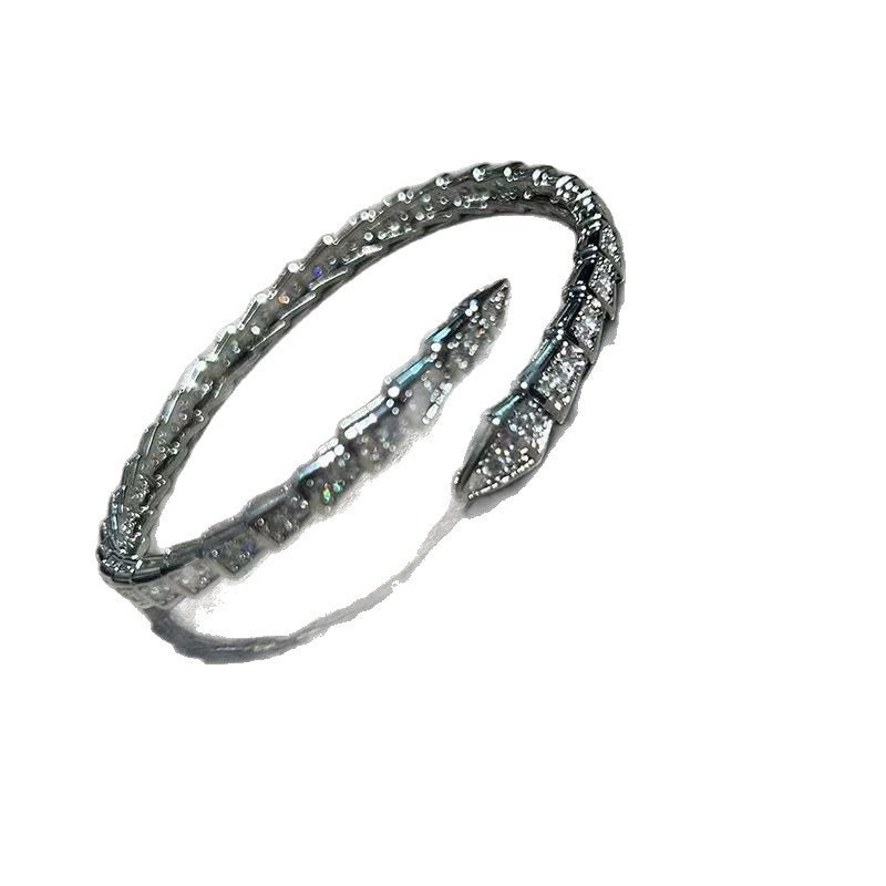 Gold Serpent Open Bangle Bracelet