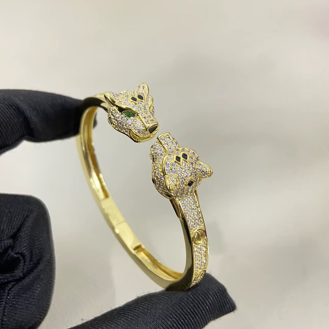 Panther Crystal Open Bangle