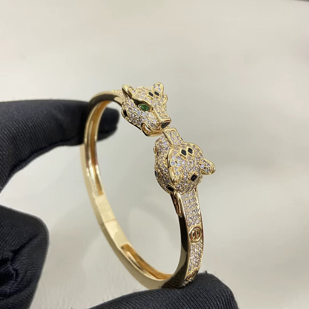 Panther Crystal Open Bangle