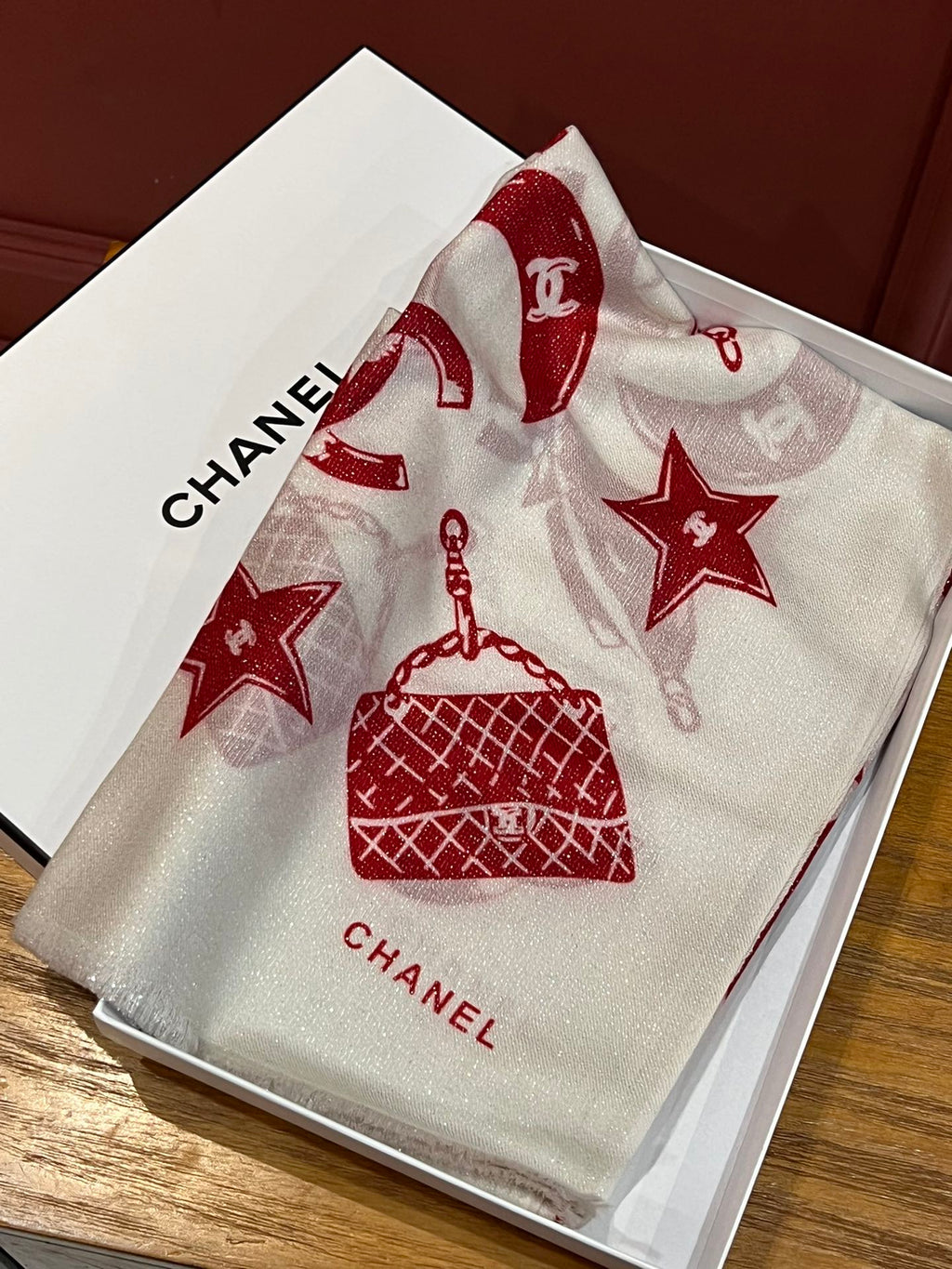 Double-Print Cashmere Scarf