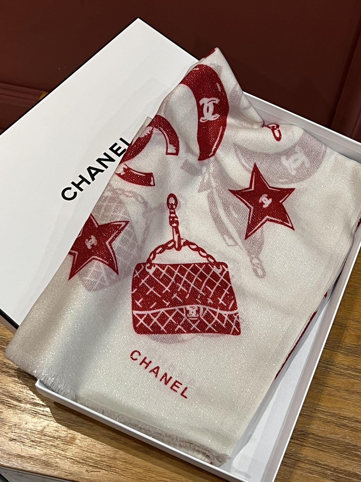 Double-Print Cashmere Scarf