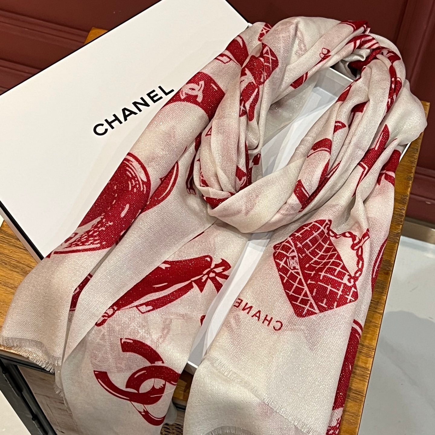 Double-Print Cashmere Scarf